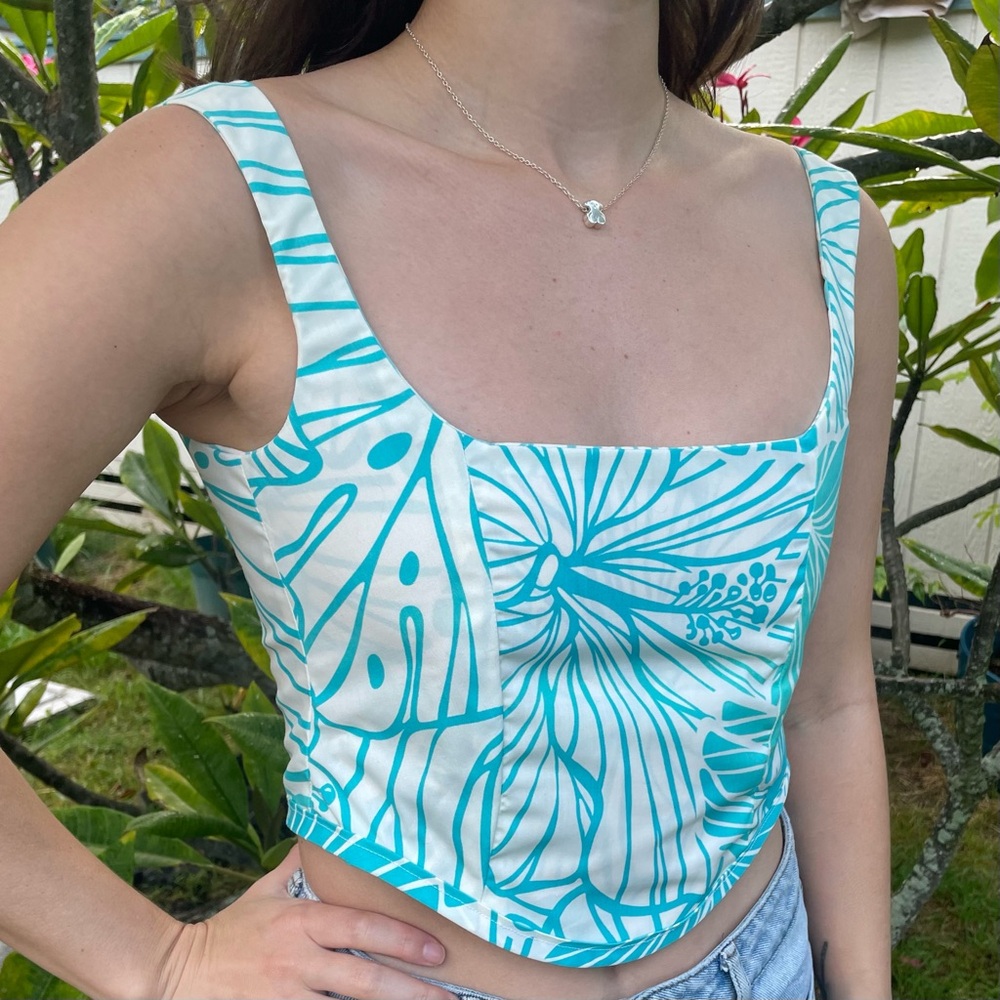 Hawaiian Print Corset Top